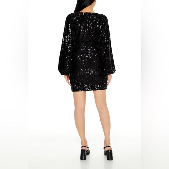 Forever 21 Black Sequin Surplice Mini Dress BNWT Christmas Party & NY - Picture 12 of 12